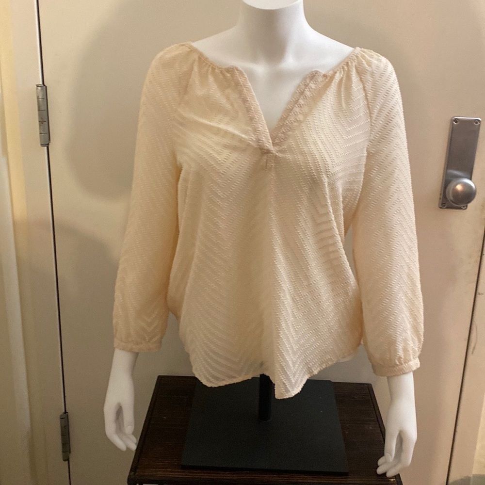 Daniel Rainn sheer cream chevron shirt